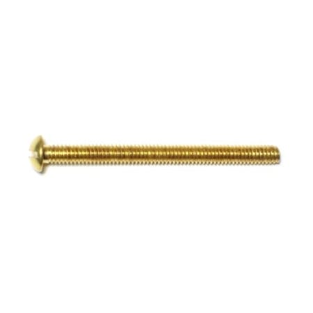 Midwest Fastener #8-32 x 2 in Slotted Round Machine Screw, Plain Brass, 16 PK 61777